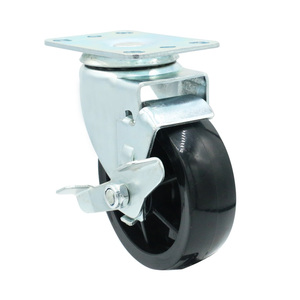 Trolley-Rad 4 Zoll Schwarz PP Schwenkbares Lenkrad Mit Bremse - Product Image 5