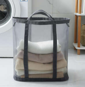 Panier à linge mural en maille de nylon durable, élégant panier à linge mural pour salles de bain et chambres - Product Image 1