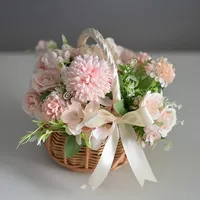 Panier de fleurs de mariage tissé à la main avec poignée Panier en osier pour filles