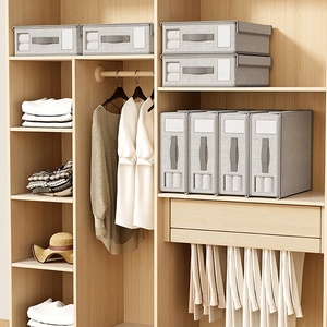 Organiseurs de draps pliables en tissu personnalisés pour l'usine, organisateurs de placard empilables <span class=keywords><strong>avec</strong></span> fenêtres transparentes en plastique PP - Product Image 6