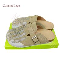 Chaussures décontractées en cuir véritable personnalisées en gros, en daim de vache, avec fourrure imprimée et brodée, semelle en liège, soutien de la voûte plantaire, EVA, unisexe
