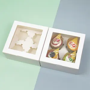 8x8x2.5英寸白色蛋糕盒，带散装纸盒窗口，易于组装面包店马卡龙包装盒