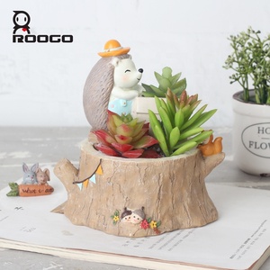 Roogo Forest Hedgehog Log Boat Vaso <span class=keywords><strong>per</strong></span> Piante Grasse in Resina con Foro di Drenaggio Personalizzato Fatto <span class=keywords><strong>a</strong></span> Mano Stile Cottagecore <span class=keywords><strong>per</strong></span> <span class=keywords><strong>Giardino</strong></span> - Product Image 2