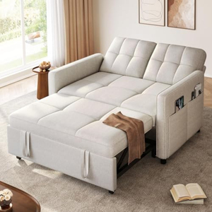 <span class=keywords><strong>Canapé</strong></span>-lit <span class=keywords><strong>convertible</strong></span> 3-en-1 avec lit escamotable, futon en lin et dossier réglable, <span class=keywords><strong>canapé</strong></span> deux places moderne - Product Image 1