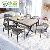 Ensemble de salle à manger d'extérieur moderne en aluminium de 9 pièces corde de table extensible en céramique pour salon/cour mobilier d'extérieur d'usine