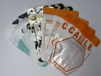 Kantong Plastik Kustom 3-Sisi Transparan Segel Zip Lock Mylar Pouch Cetak Gravure Kabel USB Kemasan Ziplock