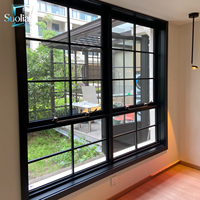 Ventana Abatible de Aluminio Estilo Francés de Alta Eficiencia Energética con Vidrio Aislante para Proyectos de Viviendas Modernas