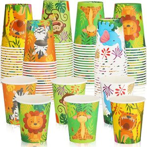 Paper Disposable Cups for Kids Animals Bathroom Cups Small Colorful for Party Picnic Barbecues Travel Events Hot Cold Drinks