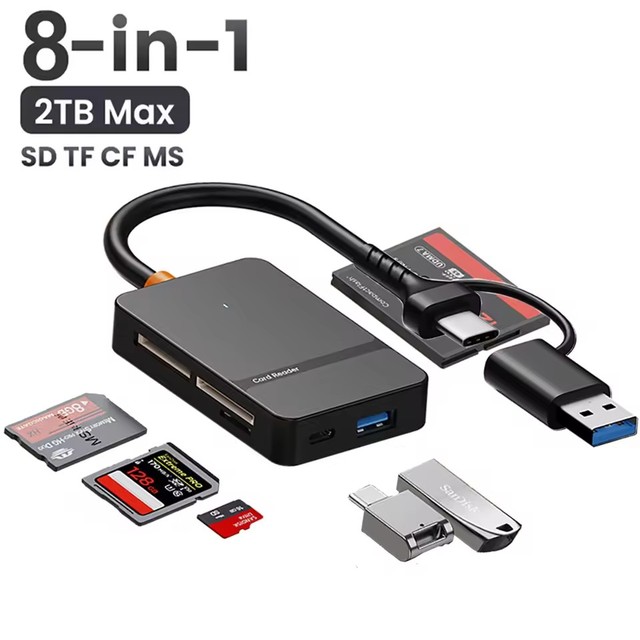 8 in 1 USB 3.0 Card Reader SD TF CF MS Compact Flash Card Adapter for Laptop PC Multi Card Reader
