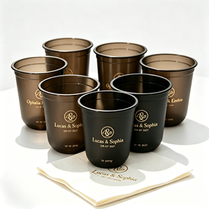 Vasos de Plástico PET Transparentes Desechables Negros para Bodas de 8oz, 9oz, 10oz, 12oz, 500ml, 16oz con Logotipo Personalizado Impreso y Servilletas - Product Image 1