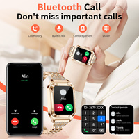 Jam Tangan Pintar LIGE BW0544 (2 Tali) untuk Wanita, Dapat Menjawab/Melakukan Panggilan dengan Berlian, Pelacak Kebugaran Detak Jantung untuk Android IOS Warna Emas