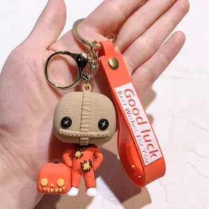 14 design Factory Wholesale Custom 3D Cartoon Keyring Soft PVC Silicone Rubber Key Chain Child's Play 2 Chucky Keychain