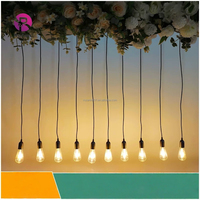 Lustre suspendu pour toile de fond de mariage, petites ampoules, ampoules Edison noires pour toile de fond de plafond de mariage, arche de fleurs