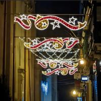 Extérieur Commercial IP65 Suspendu Décoration De Vacances De Noël LED Boule Cloche Motif Lumières pour Cross Street Décorations