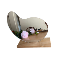 Miroir de maquillage Art Déco pour salle de bain avec support en bambou naturel, portable, à poser sur table/bureau/comptoir, origine Fujian