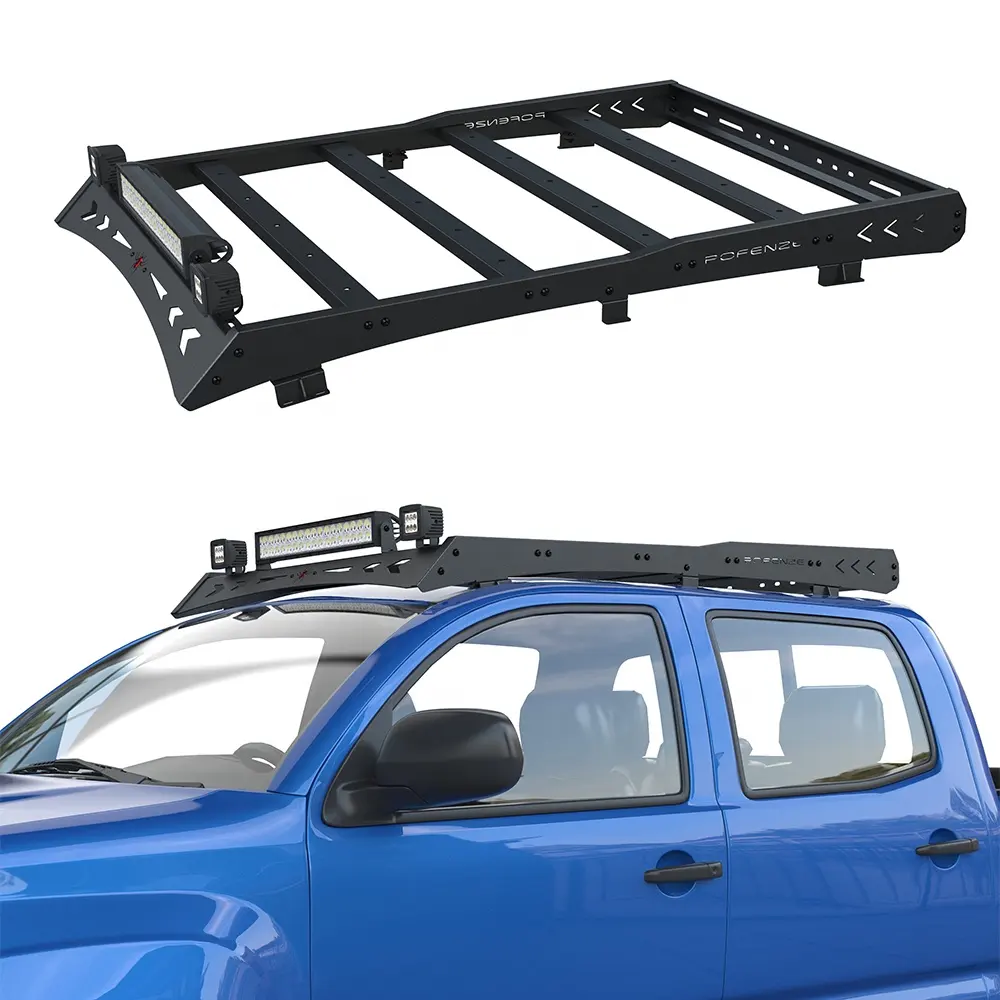 ULON Roof Cargo for Toyota Tacoma 2005-2022 with 2x18W LED and 144W Light Bar Top Roof Rack