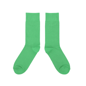 Chaussettes mi-hautes en mélange de coton pour femmes, vert uni, tricotées, coupe classique, pour usage quotidien - Product Image 1
