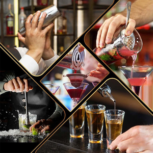 Ouyada Bộ thanh <span class=keywords><strong>Kit</strong></span> bartender Bộ thép không gỉ Cocktail với phong cách xoay đứng và JIGGER barware công cụ thiết lập Kim loại - Product Image 5