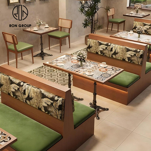 <span class=keywords><strong>Vintage</strong></span> commerciale su misura in velluto di legno caffè e ristorante tavolo e sedia Set divano mobili stand per Hotel caffetteria - Product Image 3