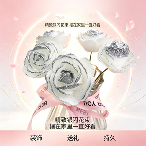 ดอกกุหลาบประดิษฐ์โฟมสีแดงขอบทอง ก้านเดี่ยว สำหรับตกแต่งบ้าน งานแต่งงาน และโต๊ะกลาง - Product Image 2