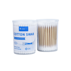 Échantillon gratuit 100 pièces/boîte de bâtonnets de coton en bambou avec boîte ronde pour le nettoyage des oreilles et du nez - Product Image 1