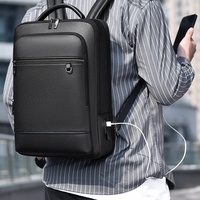 Sac à dos pour ordinateur portable de voyage d'affaires haut de gamme pour hommes, grande capacité, élégant et tendance, sac d'école imperméable en PU et polyester