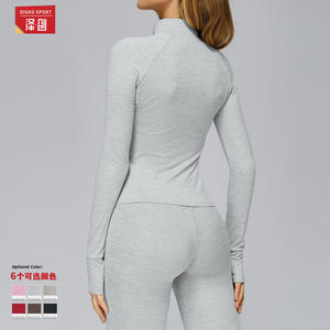 Zechuang Chaqueta de manga larga con cremallera para mujer, de secado rápido, con cuello alto, para deporte y fitness, EWT4510 - Product Image 2