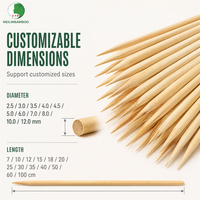 Brochettes en bambou robustes de 3,5 mm pour aliments, 30 cm avec pointe semi-acharnée pour rôtissoire, four et rouleaux à kebab