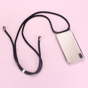 Couverture anti-chute de téléphone de lanière en nylon d'épaule de bandoulière avec la courroie pour l'<span class=keywords><strong>iPhone</strong></span> 16 15 14 13 12 <span class=keywords><strong>11</strong></span> <span class=keywords><strong>coque</strong></span> de téléphone de <span class=keywords><strong>collier</strong></span> clair de TPU - Product Image 1