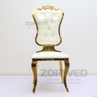 Chaises de mariage empilables en métal doré de luxe pour événements et salons, mobilier d'hôtel commercial, vente en gros à prix réduit