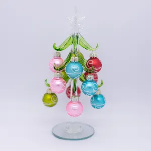 Luxe Tafelblad Decoraties Vakantie Kerstcadeaus Custom Glas Ornamenten Kerstboom Voor Business