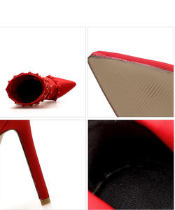 <span class=keywords><strong>Botines</strong></span> con remaches de punta estrecha para mujer, botas sexys hasta la mitad de la rodilla, con cremallera lateral, tacones altos de gamuza, talla grande 42 - Product Image 6