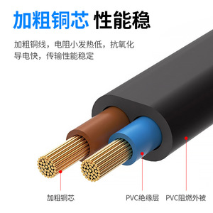 Ac <b>Power</b> Cord 2 Prong Plug Thick Copper Core Flame Retardant PVC <b>Cable</b> For Home Use - Product Image 5