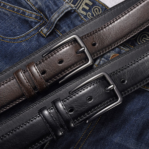 Cinturón de Diseño para Hombre, Estilo Retro Vintage, Hebilla de Pin, Casual, para Jeans, Clásico, de Negocios, Alta Calidad, PU Mate, Patrón Sólido - Product Image 1