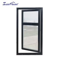 Ventana Abatible de Aluminio con Montante Horizontal, Negra y Blanca, Resistente a Huracanes, Certificación AS2047 Miami Dade, Proveedor Certificado NOA