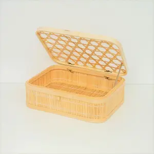 Caja de almacenamiento de bambú de moda para decoración del hogar, embalaje de regalo