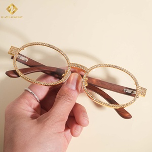 Gafas de Sol de Moda con Decoración de Joyería Hip Hop, Plata 925, Lentes Transparentes con Incrustaciones de Moissanita para Hombre - Product Image 6