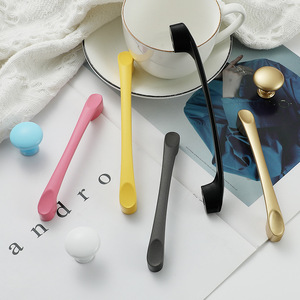 Modern Aluminum Alloy Drawer Handle Bar Single Hole Easy Installation For Cabinet Door Furniture <b>Knob</b> Blue Yellow Pink <b>Black</b> - Product Image 3