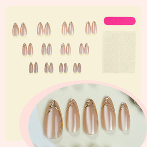 <span class=keywords><strong>Autocollants</strong></span> pour <span class=keywords><strong>ongles</strong></span> en forme d'amande à effet œil de chat, 24 pièces, très vendus, avec des lignes dorées scintillantes, <span class=keywords><strong>faux</strong></span> <span class=keywords><strong>ongles</strong></span> - Product Image 3