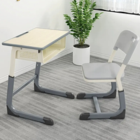 Ensemble de bureau et chaise d'étudiant en métal moderne avec des caractéristiques réglables et confortables pour les meubles de salle de classe