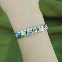 Pulsera de dijes italianos Hapiship Paz Mundial Sin Guerra, Nuevos dijes italianos DIY para pulsera de aniversario, Joyería DJ1242-A