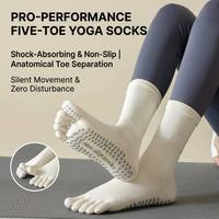 Chaussettes de yoga et de Pilates à cinq doigts, longueur mi-mollet, antidérapantes, respirantes, écologiques, 90 % coton, 100 paires, prêtes à l'expédition en gros