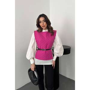 Wholesale <b>Women's</b> Fuchsia Belted Shirt and Poncho Set Vests & <b>Waistcoats</b> - Product Image 5