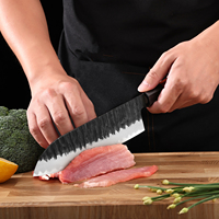 Couteau Santoku forgé sur mesure, manche en bois, couteau de cuisine japonais fait main pour couper la viande, les légumes et le poisson