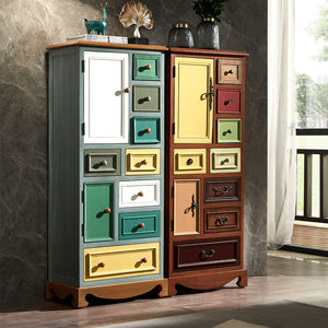 <span class=keywords><strong>Commode</strong></span> murale rétro en bois massif de style américain Armoire de rangement décorative peinte pour chambre à coucher salon - Product Image 3