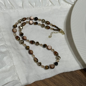 Cuentas de perlas de cristal de ojo de tigre marrón <span class=keywords><strong>Natural</strong></span> para mujer, joyería, collar de cuentas de café, cadena de suéter - Product Image 4
