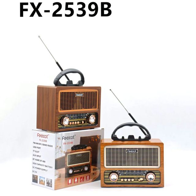 AM FM SW 3 Band Retro Radio with WIRELESS BT USB TF Card Slot MP3 Playback 18650 Battery Portable FEEXOT FX-2539B
