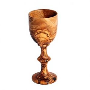 Ensemble de 2 verres à vin en bois modernes, faits à la main, de haute qualité, écologiques, avec mélamine et poterie, pour les cocktails et les fêtes - Product Image 2