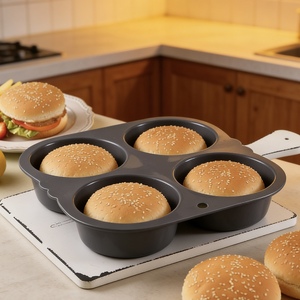 <span class=keywords><strong>Moule</strong></span> à hamburger <span class=keywords><strong>en</strong></span> silicone, 4 compartiments, antiadhésif, outil de cuisson pour pain rond, résistant à la chaleur, pour four domestique, restauration rapide, noir - Product Image 4