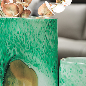 Three Colored Mixed Oval Shape Glazes White Gold Crystal Flower <b>Vase</b> and Trays Home Decor - Product Image 3